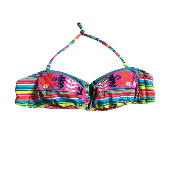 Nanette Lepore Flora Fiesta Bandeau Bikini Top Medium Colorful Stripes - Picture 4 of 9